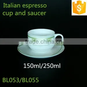 150ml Italian Espresso Coffee Cup With Saucer 250ml Round Shape Green Color Ceramic Bone China Cup With Saucer thumbnail-1