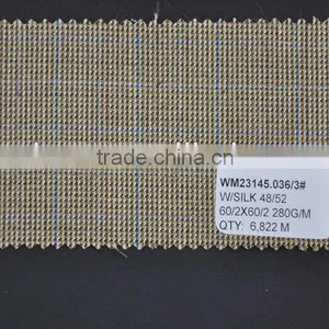 Wholesale Check Worsted Wool Silk Men's Jacketing Fabric thumbnail-1