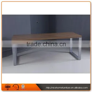 Long Narrow Stainless Steel Feet With Wooden Dining Table thumbnail-2