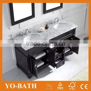 60 Inch Double Sink Traditional Bathroom Vanity With Marble Top thumbnail-3