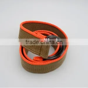 Canvas Belt Ouble D-ring Buckles Knitted Men Belt Multy-ply Fabric Cotton Belt Cheap Price thumbnail-3