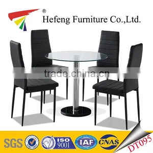 Classic Furniture Modern Style Round Clear Tempered Glass Dining Table With Marble Base thumbnail-1