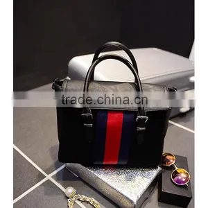 Ladies Grinding Yarn Bag New Colour Bar Bags Factory pu Hand Bags pu Tote Guangzhou Bag Factory Contrast Color Handbag thumbnail-4