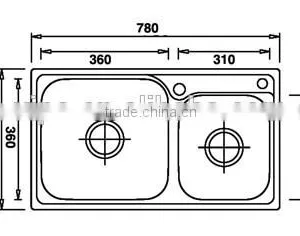 Top-Mount / Drop In Stainless Steel Double Bowl Kitchen Sink UC03 thumbnail-2
