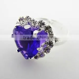 Ladies Rhinestone Heart Rings,Purple Heart Ring,Fashion Accessories thumbnail-1