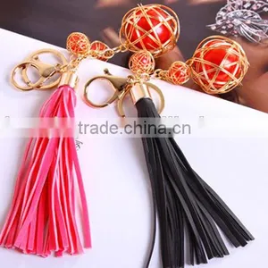 New Style PU Leather Pearl Tassel Keychain Fashion Bag Keychains For Man And Woman Gift Jewelry thumbnail-1