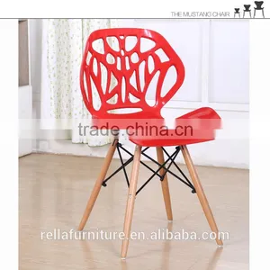 Hot Sale Plastic Dining Chair With Beech Wood Legs thumbnail-1