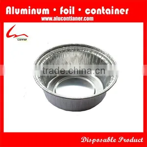 Hard Silver Cheap Disposable Household Catering Round Aluminum Foil Food Container With Plastic Dome Lid thumbnail-1