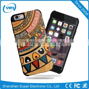 2016 Low Price China Mobile Phone Real Wooden Bamboo 3D Colourful Pattern Cover Cases For IPhone 6 6S 7 Plus Back Case thumbnail-2