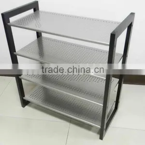 Wooden Frame 4 Tier Metal Shoe Rack Design thumbnail-1
