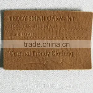 Embossed Bear Logo Leather Label for Suits thumbnail-6
