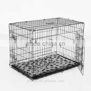 Pawhut Portable Metal Pet Cage Dog Crate With Plush Mat thumbnail-1