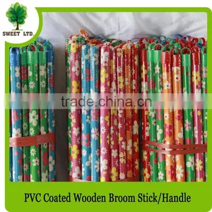 Cleaning Tools Mops Handle Colorful Fower Design Wood Broom Stick thumbnail-1