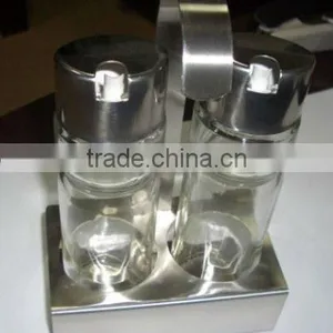 Glass Oil and Vinegar Bottle Set With Stand thumbnail-1