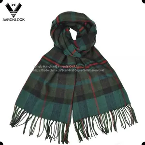 2017 Fashion New Unisex Acrylic Cashmere Brushed Stripe Plaid Scarf With Fringes thumbnail-1