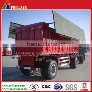 New CIMC Type 3 Axles Steering Trailers / Drawbar Car / 40ton Cargo Small Dump Trailer thumbnail-1