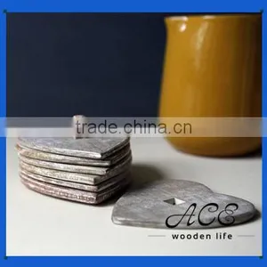 Original Heart Shape Wooden Coaster Solid Wooden Vintage Look Cup Mats Set With Holder Coffee Cap Coaster Washed Look Placement thumbnail-1