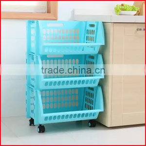 Plastic Stacking Stackers Storage Baskets Veg Rack 3 Tier Vegetable thumbnail-1