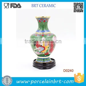 Chinese Handmade Classic Green Dragon Enamel Ceramic Vase thumbnail-1