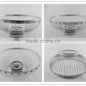 Different Size Round Shape Metal Wire Fruit Basket Chrome thumbnail-4