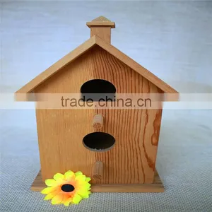 Houseshaped Bird Nest Wood Artificial Bird Nest for Double Round Wood Window thumbnail-1