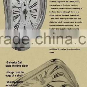 Creative L Shape Curving Wall Clock, Fashion Melting Clock, Roman Number Clock thumbnail-3