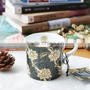 Flower Factory Coffee Tea Porcelain Ceramic Cups Saucers Set thumbnail-1