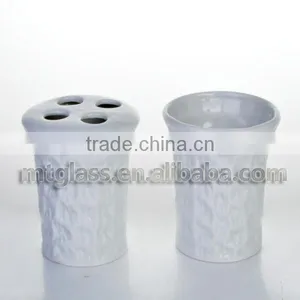 White Porcelain Ceramic Toothbrush and Toothpaste Holder With Cover thumbnail-1