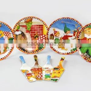 Porcelain Pizza Plate With Server, Round Christmas Plate thumbnail-1
