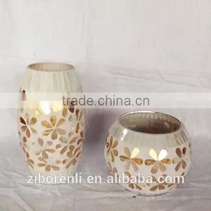 Different Shapes Golden Mosaic Glass Floral Vase thumbnail-3