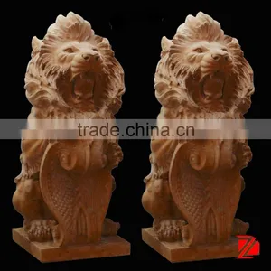 HN Yellow Marble Lion Sculpture for Garden Decoration thumbnail-1