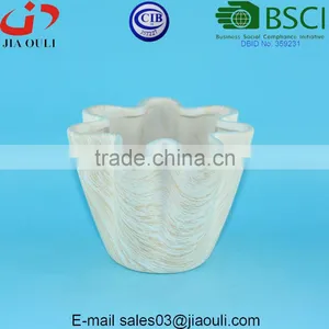 Popular Sales Flower Shape Wooden Design Ceramic Garden Planters thumbnail-1