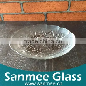 Rose Pattern Cheap Frosted Mini Decorative Glass Plates thumbnail-1