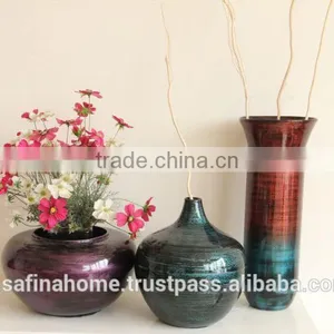 Round Colored Lacquer Decorative Flower Vase thumbnail-1