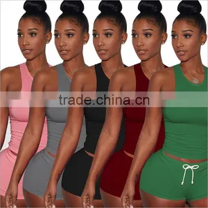 Hot Mature Women Bodysuit Summer Two Piece Set Sexy Tracksuit Ensemble Beach Sweat Suit Vest Crop Top Shorts Bodysuit Women Sexy thumbnail-1