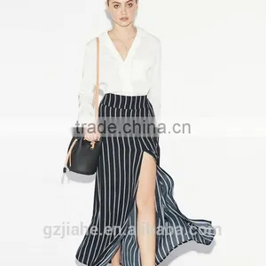 New Maxis Splits Skirts Women Plus Size Maxi Skirt Fashion High Street Black Striped Women Long Skirt thumbnail-1