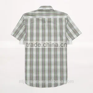 Plaids 100% Organic Cotton Yarn Dyed Shirt, Men Casual Short Sleeve Shirt thumbnail-2