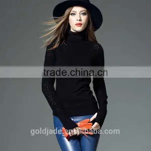 100% Cashmere Knitting Women Turtleneck Pullover Sweater Sweet Bottoming Shirt thumbnail-3
