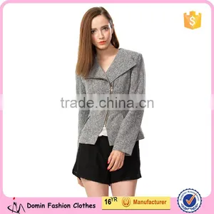 High Quality Woven Fabric Grey Color Fashion Women Blazer for Lady thumbnail-4
