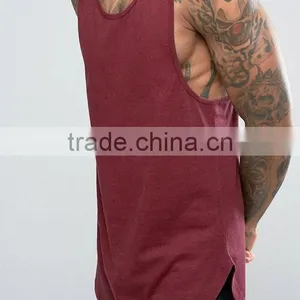 High Quality New Design Custom Dark Red Color Gym Wear Comfortable 100% Cotton Fashion Men's Sport Vest thumbnail-3