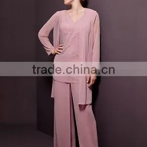 Newest Chiffon Long Sleeve With Pant Casual Dresses thumbnail-1