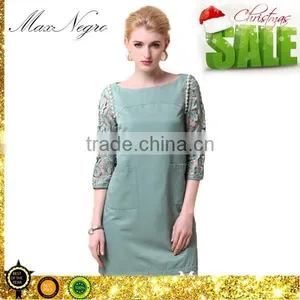 2015 New Causal 100% Cotton Three Quarter Sleeve Latest Casual Gaon Dress thumbnail-1