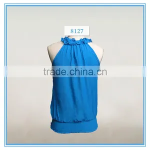 Ladies Casual Sleeveless Fashion Blouse Front Neck Design Top thumbnail-3