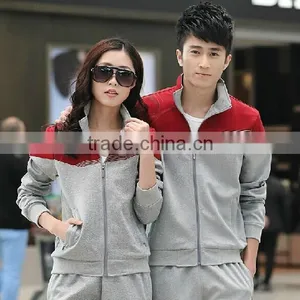 Fashion Fitted Contrast Color Fleece Jacket ,Stand Color Full Zip Knitted French Terry Sweatshirt With Zip Pocket thumbnail-1