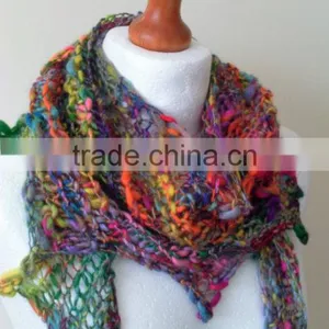 Funky Handknit Scarf - Knit Scarf - Handspun Scarf - Scarf - Bohemian - Fairy - Romantic - Hippie - Colourful Scarf thumbnail-6