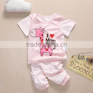 Wholesale Summer Cotton Printing Girls Kids t Shirt With Pants Set thumbnail-4