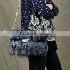 Genuine Leather and Fox Hair Fur Bag thumbnail-6