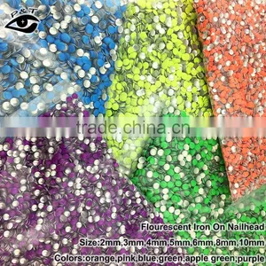 Hot Fix Nailhead Iron on Neon Studs 5MM Neon Lime Green Studs thumbnail-2