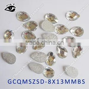 Hot Fix Acrylic Rhinestone Faceted Epoxy Stones Drop Shape 8x13mm Crystal Clear thumbnail-2
