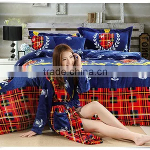British Fashion Patten Printing Flannel Bedding Set 4PCS thumbnail-1